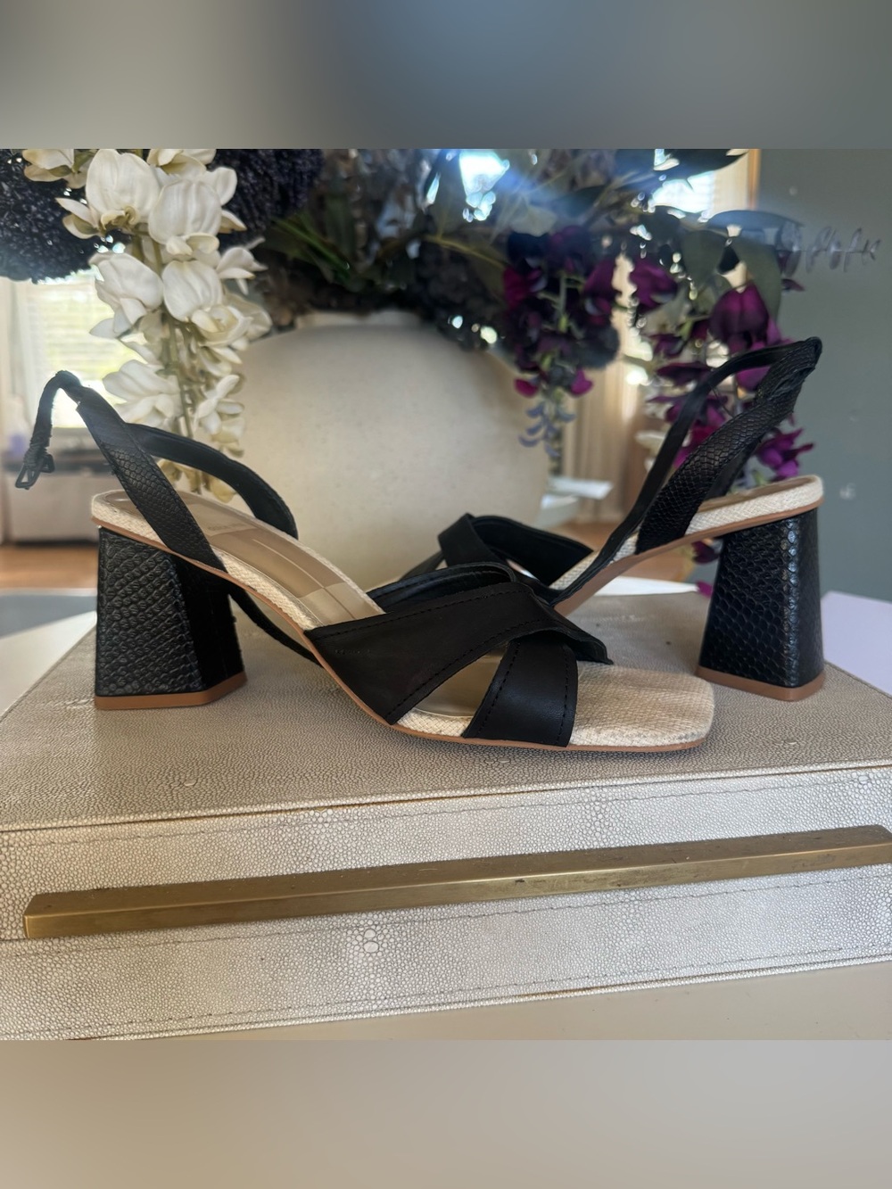 Dolce Vita 8.5 Black Strappy Block Heel Sandals - Women shoes open toe square